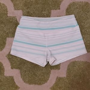 Savage barbell booty shorts light blue, pink, and sea foam size small